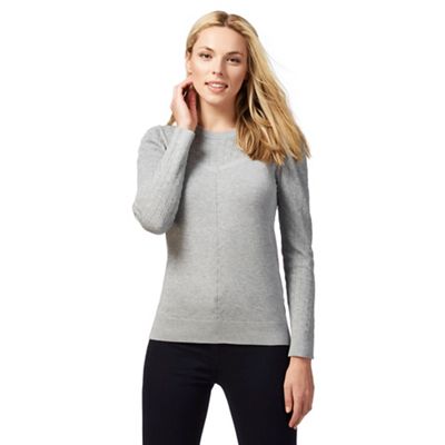 Grey textured knit insert jumper